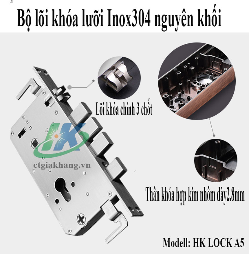 Khóa cửa vân tay tự động HK LOCK A5